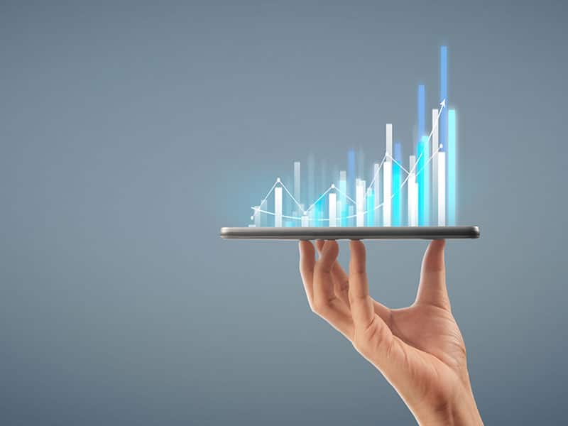 KPIs bar graph on tablet